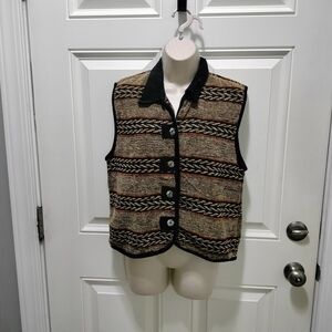 New Directions Black and Brown V-Neck Sweater Vest